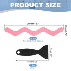 PATIKIL 24 Pcs Non Slip Bathtub Stickers, Anti Slip Shower Stickers with Scraper Bathroom Shower Floor Decals S-Shape Shape Cute Treads Tubs, Pink