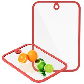 Cutting Board, Freshmage Glass Cutting Boards for Kitchen, 2Pcs Chopping Board Set with Non-Slip Edges & Hanging Hole, Dishwasher- Safe Clear Cutting Board for Countertop, Meal Prep & Serving