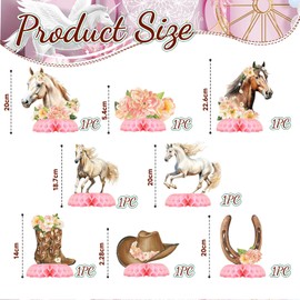 Goiern Girl Horse Party Centerpiece Set - Pferd Waben Girl Geburtstagsdecoration und Pferd Tisch Toppers für Kinder Pferd-Thema Geburtstag und Baby Shower Tischdeko