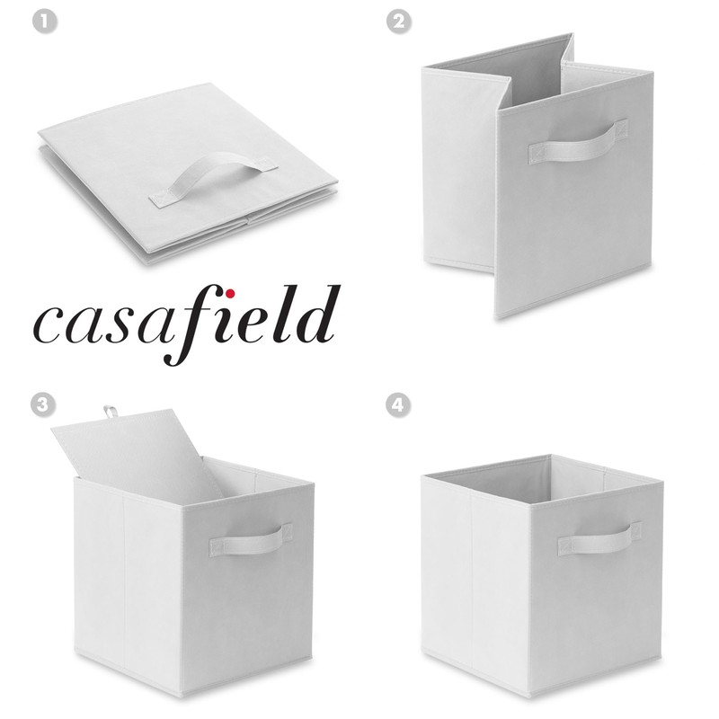 Casafield Set of 6 Collapsible Fabric Cube Storage Bins, White