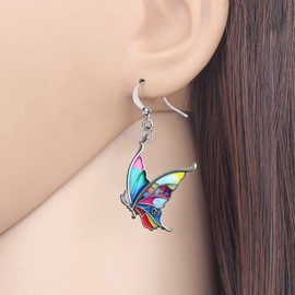 NEWEI Cute Butterfly Earrings Dangle for Women Girls Charms Butterfly Jewelry Gifts (Multicolour)