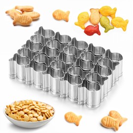ASBEEN Goldfish Cracker Cutter, 25 Cavity Mini Gold Fish Cutter, Stainless Steels Goldfish Cutter, Goldfish Cookie Cutter for DIY Baking