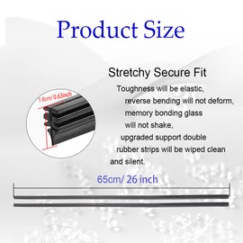 4Pcs Windshield Wiper Blades Refills, DIY Frameless Window Boneless Insert Silicone Strips, Automotive Replacement Windshield Wiper Blades for Most Vehicles (26 INCH)