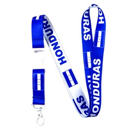 Honduras RockNerdy Flag Reversible Lanyard Keychain with Quick Release Snap Buckle and Metal Clasp - ID Lanyard for Keys Badges USB - ID Holder Keychain for Women Men Kids (Blue or White, 1 Lanyard)