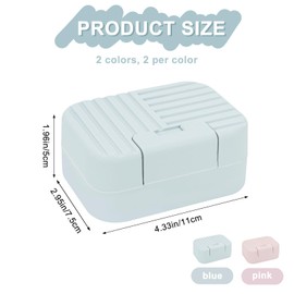 RUITENG 4 Pcs Travel Soap Container, Portable Bar Soap Holder with Lid, Plastic Travel Soap Case Leakproof Soap Holder Box, Soap Dishes for Shower, Bathroom, Traveling, Camping, Gym (Blue+Pink)