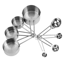 Set mit 8 Löffeln, 8 Stück aus Edelstahl, Messbecher und Spoons Messbecher aus Edelstahl mit rutschfestem Griff, ergonomisch, Küchenwerkzeug für Getreide, Gewürze und Zucker
