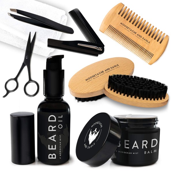[Upgraded] Moosetache And Eagle 8 in 1 Mens Beard Grooming