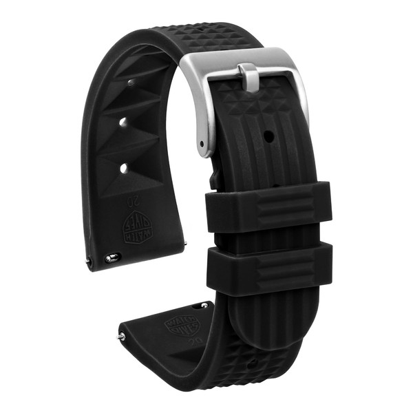 watchdives Rubber Waffle Watch Band, Fast Release Soft Rubber Watch