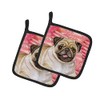 Caroline's Treasures BB9805PTHD Fawn Pug Love Pair of Pot Holders,