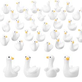 GSrenyu 50Pcs Mini Resin Goose Miniature Animals Figurines, Style 1