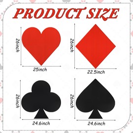 Simgoing 4 Pcs Jumbo Casino Playing Cards 2.17 ft Large Casino Theme Party Decorations Las Vegas Poker Themed Birthday Party Decoration for Prom Adults Game Birthday Supplies