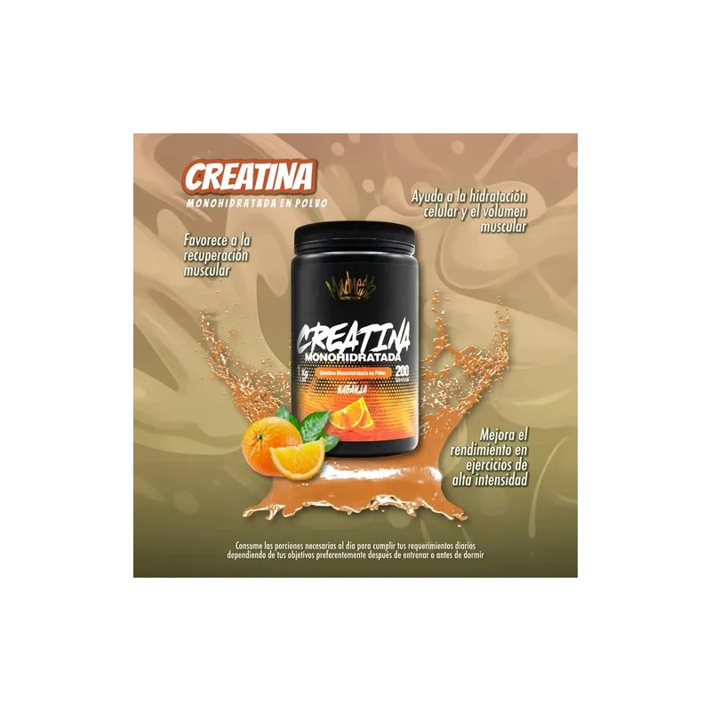 Creatina Monohidratada Madness 1kg Polvo Suplemento Musculo Sabor Naranja