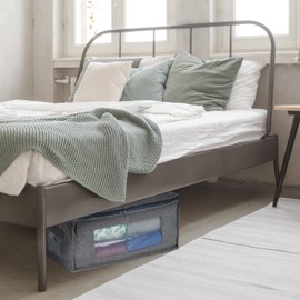 Relaxdays Underbed Storage Bags, 3Pcs, Foldable, Zip, Grey, Fabric, 20 x 45 x 30 cm, 5 kg Capacity, for Clothes, Blankets, Toys