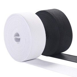 MYUREN 30mm (1-1/5 inch) Wide Flat Elastic Bands Waistband Tape Sewing Bands Webbing Garment Sewing Accessories for Dressmaking/Sewing/DIY Crafts -9m (4.5m Black, 4.5m White)