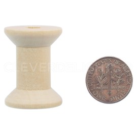 CleverDelights 1 1/8" x 7/8" Wood Spools - 25 Pack - Empty Craft Spools