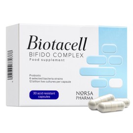 Biotacell Bifido Complex (30 Capsules) | 12 Billion CFU | 6 Bifidobacterium Strains with Acacia Fibre | Bloating & Digestive Support Probiotics for Women & Men | Prebiotics Gut Health Supplements