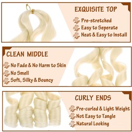 EFFGOCO 8 Packs French Curl Braiding Hair 24 Inch French Curl Crochet Braids 100g/Pack Blonde French Curly Braiding Hair Bouncy Loose Wavy Braiding Hair Extensions (24 Inch, #613)