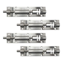 Pastlla 4 Pcs 5" Stainless Steel Heavy Slide Bolt Latch, Keyless Door Lock, Install Sliding Lock in All Directions, for Wooden Doors, Cabinet Doors, Yard Gates, Windows, Basements, Storerooms, Sheds