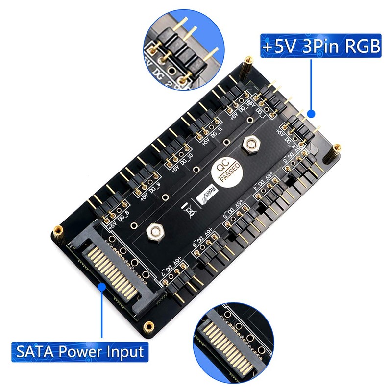 12 Way 5V RGB LED Splitter Hub with PMMA Case