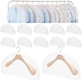 WIYETY Pack of 12 White Garment Bags: Transparent Dust Protection Shoulder Cover, Garment Bag, Suit Garment Protector, Garment Bags, Mothproof for Suits, Dresses, Coats, Jackets, Shirts, Evening