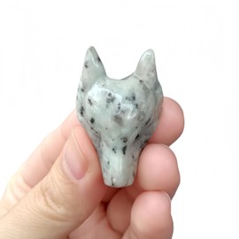 Sunshcat Sunshcat Natural Sesame Jasper Pocket Wolf Head Crystals and Healing Stone Figurine,1.57 Inchs DIY Jewelry Pendant