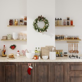 Fun Memories Floating Shelves for Wall, 24" Rustic Wood Deep Wall Mounted Shelves with Invisible Brackets for Decor & Storage, Floating Shelf for Living Room, Bathroom (Oak, Set of 2)