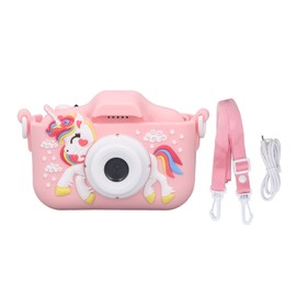 Kids Camera Toys Digital Photo Video Recording Camcorder Cute Cartoon Patterned Portable Camera for Child Pink