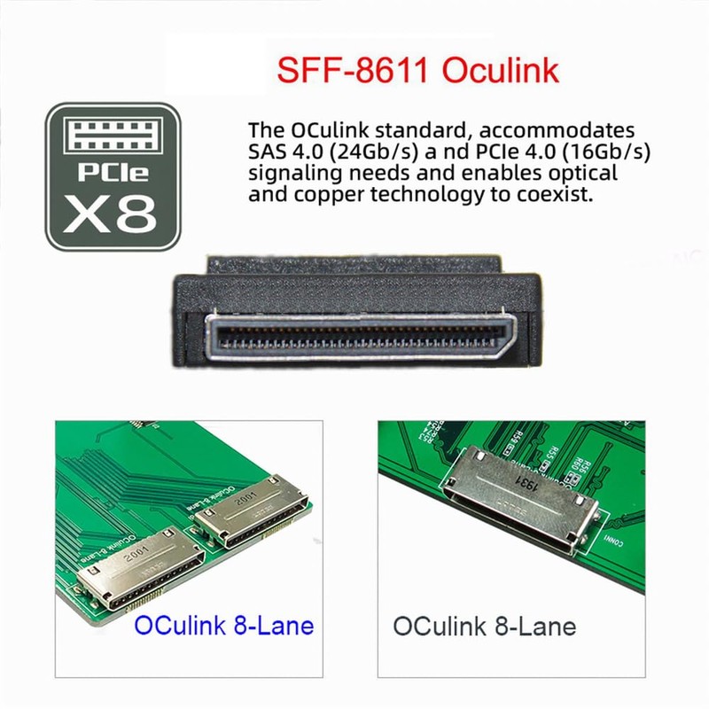 cablecc Oculink PCIe PCI-Express Data Active Cable SFF-8611 8i to