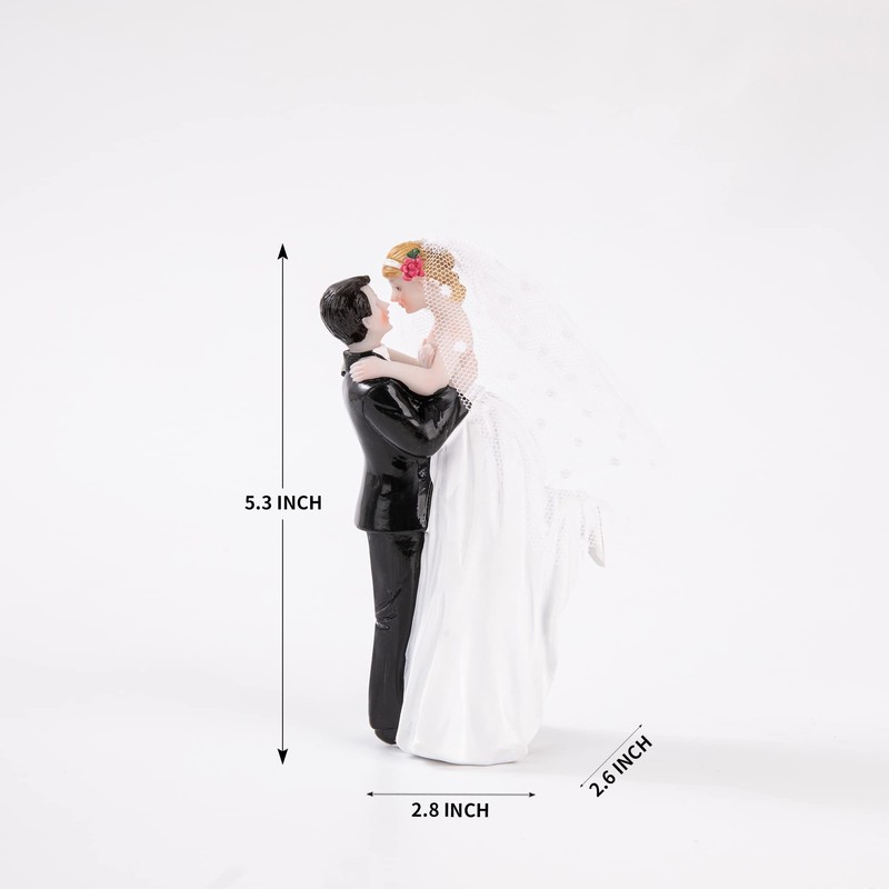 モダンウェディングケーキトッパー 花嫁と花婿 手作りフィギュア 装飾 素朴なケーキトッパー 結婚式や面白いカップル像 デスク装飾 フライングハグ