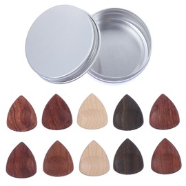 Generic 10pcs Guitar Picks Variety Pack Stamped Wooden Plectrums for Electric Acoustic Bass Ukulele Warm Tone Picks Rounded Head