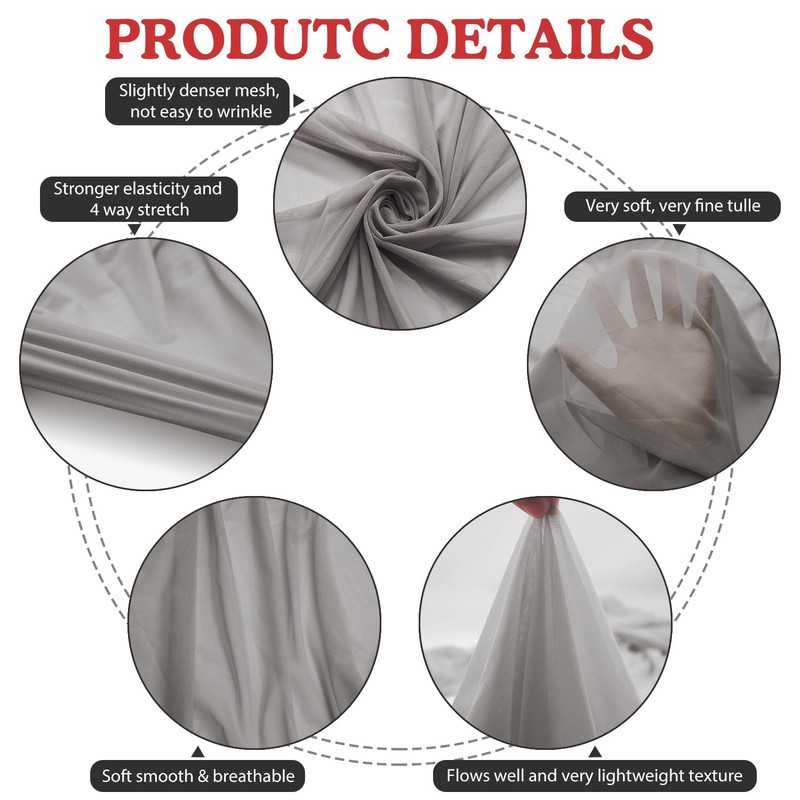 Power Mesh Fabric Superfine 4-Way Stretch Net Fabric Nylon Spandex