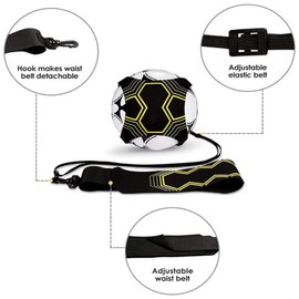 AWAVM Football Kick Trainer, Footballs Training Aid with Flexible Adjustment Belt, Children Adult Solo Football Practice Equipment Suitable for 3 4 5 Balls