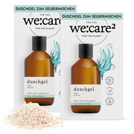 we:care² 2 x Shower Gel Powder (Granules) for Mixing Aqua/Marine - 32 g Makes 250 ml Sustainable & Vegan Refill Soap without Silicones, Parabens & Microplastics