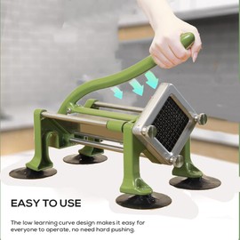 KSIFJRTO Commercial French Fry Cutter, Heavy Duty Potato Slicer with 3/8Inch Blade, Stainless Steel Potato ChopperFrench Fries Cutter with Suction Feet,