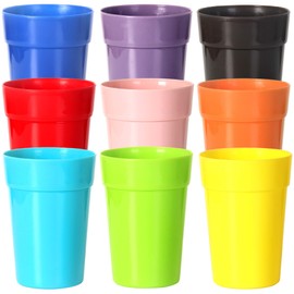 Youngever 18 Pack 12 Ounce Plastic Kids Juice Tumblers, Unbreakable Drinking Glasses, Plastic Cups 9 Assorted Colors
