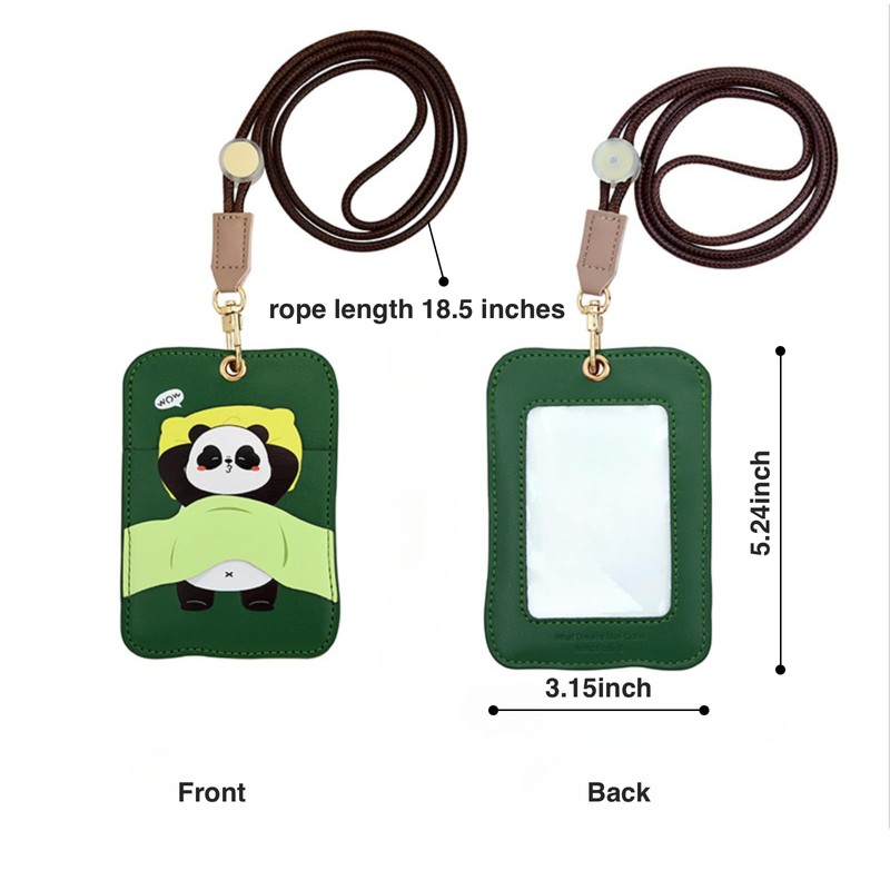 ID Badge Holder with Adjustable Lanyard - Double-Sided Card Slots
