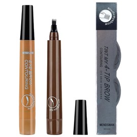 Eyebrow Pencil Four-pronged Tip Microfine Split Eyebrow Pen, Long Lasting Waterproof Smudge-proof Natural Eyebrow for Women Brown (Light Brown + Dark Brown) (Light Brown + Dark Brown)