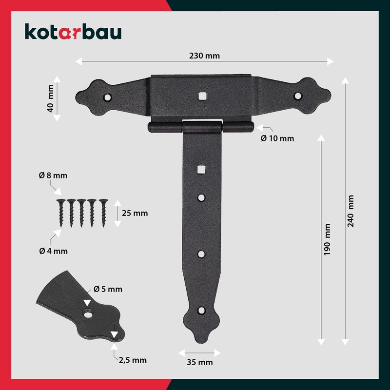 KOTARBAU® Cross Hinges 200 mm Shutter Hinge Hinge Band Plate