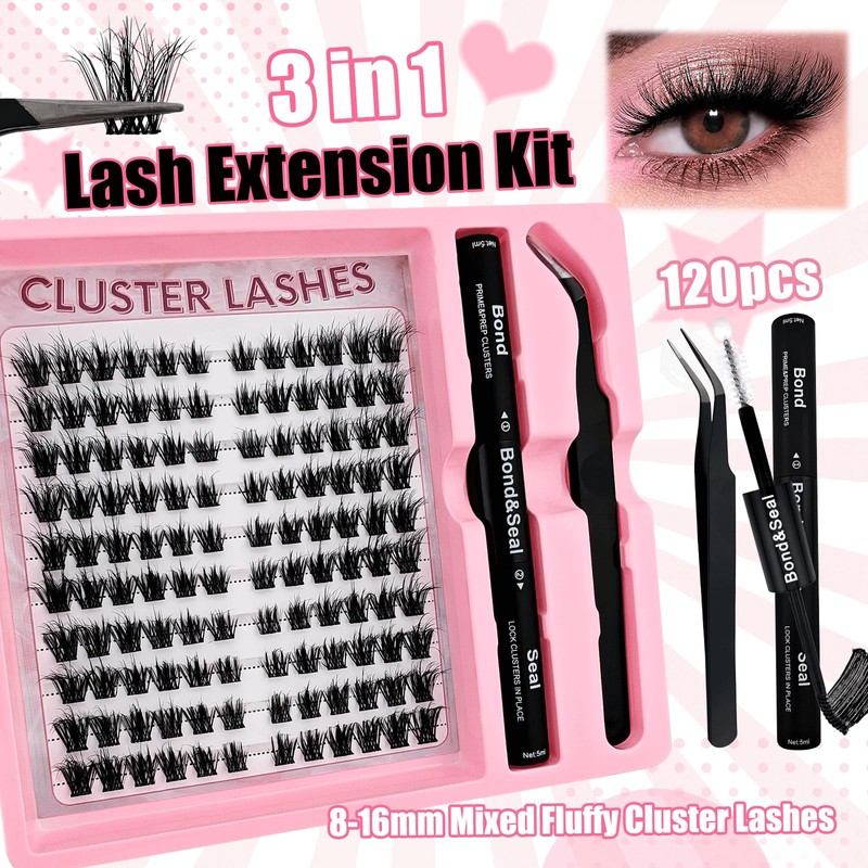 DIY Eyelash Extensions Set, 8-16 mm, Mixed Fluffy Eyelashes, Individual