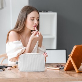 Multifunctional Cosmetic Bag | Large Capacity Portable Toiletry Bag | Aesthetic Design Portable Toiletry Case with Zipper for Women Outdoor Camping Beach School