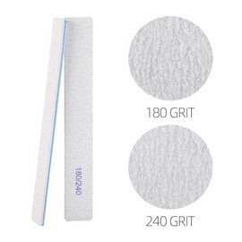 25 limas de uñas rectangulares de grano 180/240 para uñas naturales, limas de uñas de doble cara para uñas