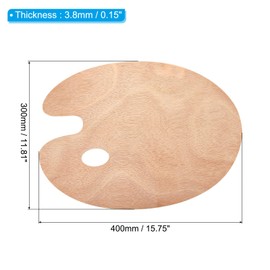 PATIKIL 12"x16" Wooden Paint Palette, 6 Pack Wood Painting Palette Color Mixing Oval Paint Tray Palette with Thumb Hole for Oil Watercolor Artist, Wood Color