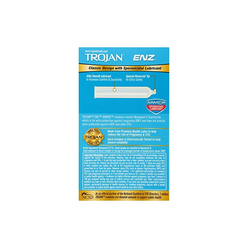 Condón Trojan Enz espermicida, TJ93252, 12 unidades, 1, 1