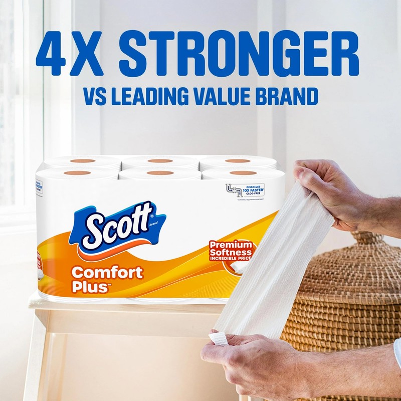 Scott ComfortPlus Toilet Paper, 48 Double Rolls, 231 Sheets per