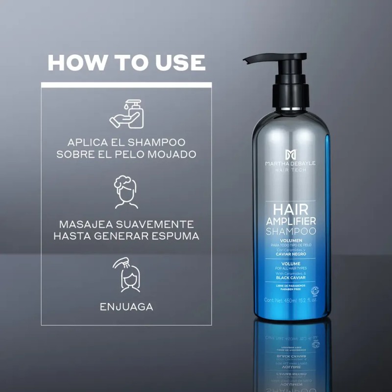 MARTHA DEBYALE HAIR TECH Hair Amplifier Shampoo. Volumen, con extracto