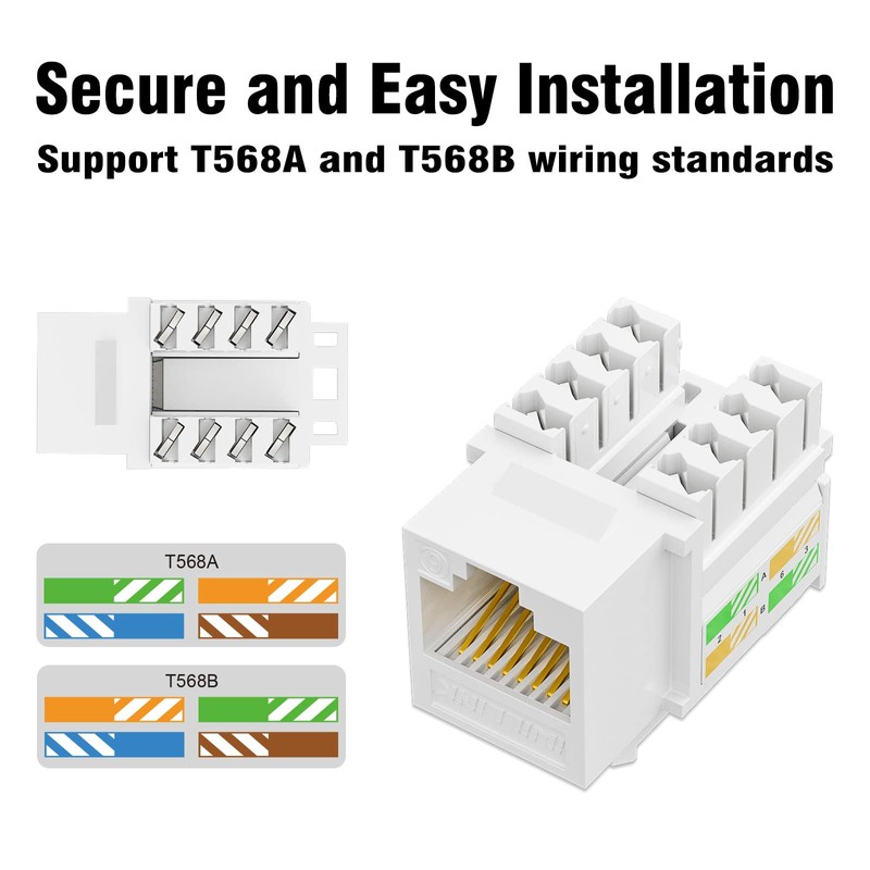 iwillink Cat6 Keystone Jack 10-Pack, RJ45 Keystone Jack, 90-Degree Ethernet