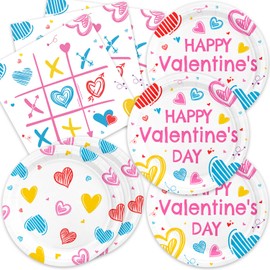 40pcs Valentine's Day Party Decoration,include 20 Dessert plate and 20 Napkin,Valentine's Day Party Plate Napkin Set,Used for Valentine's Day Party Supplies (pink white)