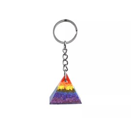 Handmade Orgonite Pyramid Keychain Chakra Stone Inlay Handmade Spiritual Car Accessories