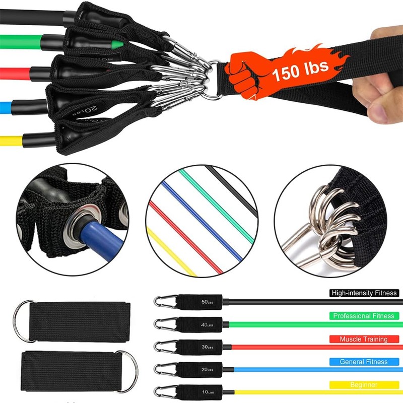 Resistance Bands Set,Anti-Snap Exercise Bands with Handles,Door Anchor and Ankle