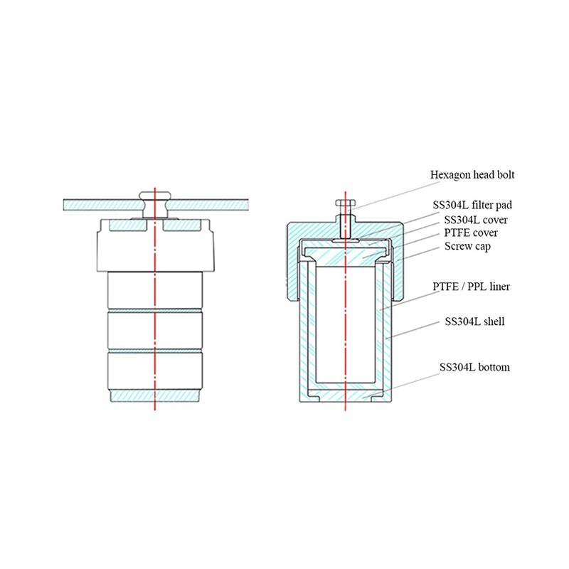 Hydrothermal Synthesis Autoclave Reactor w/PPL Lined Vessel Lined 100ml